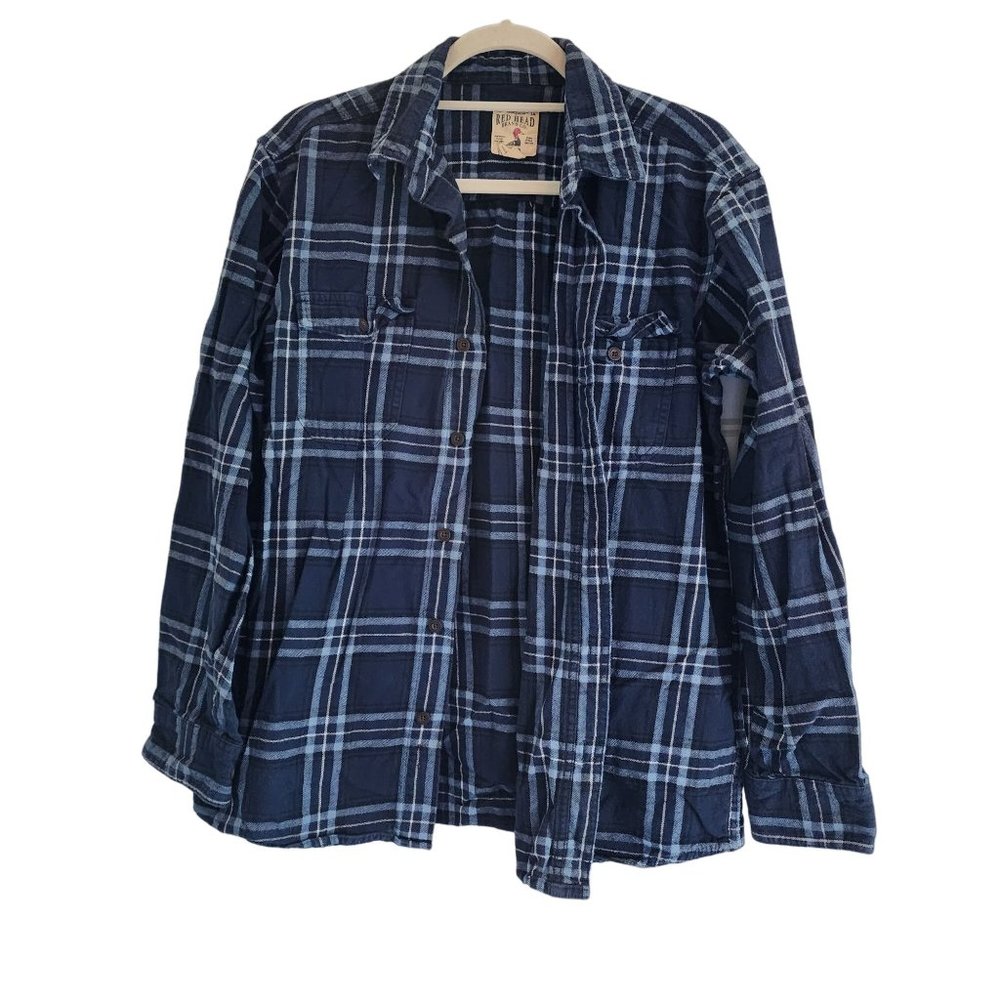 RedHead Navy Blue Plaid Casual Button Down Shirt